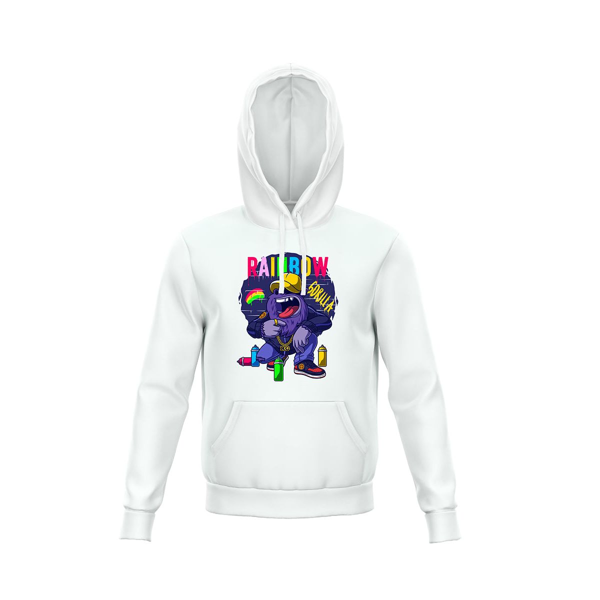 Rainbow Gorilla - Rainbow graffiti hoodie zwart