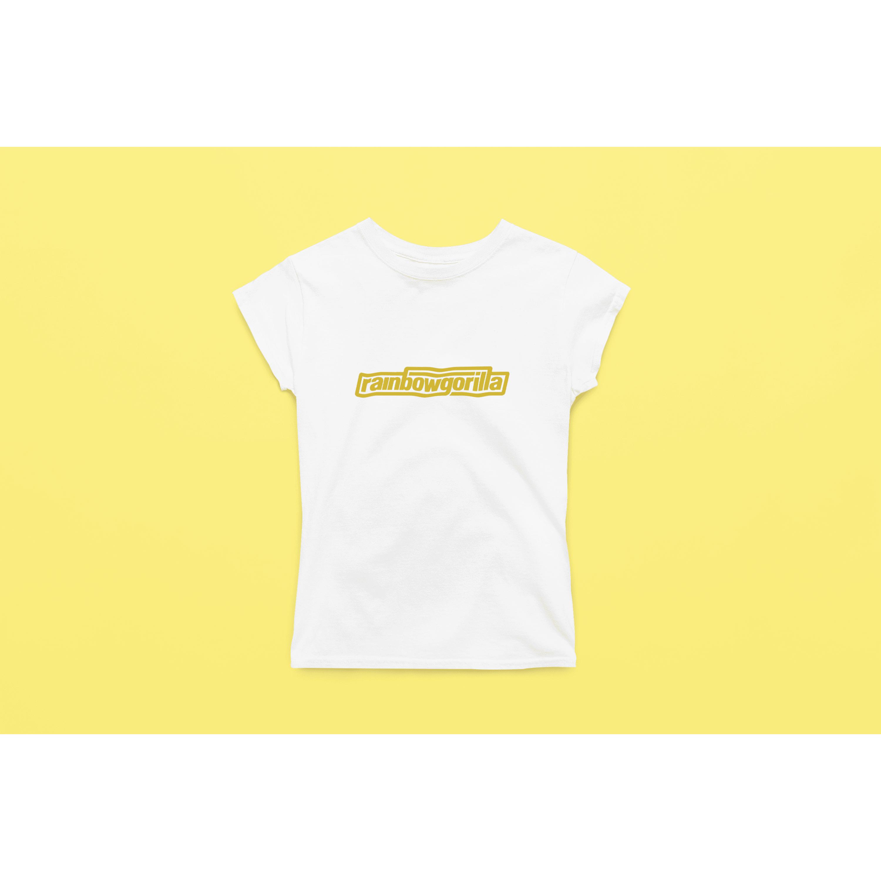 Rainbow Gorilla ´RG Tekst Goud´ Dames T-shirt - Rainbow Gorilla Store