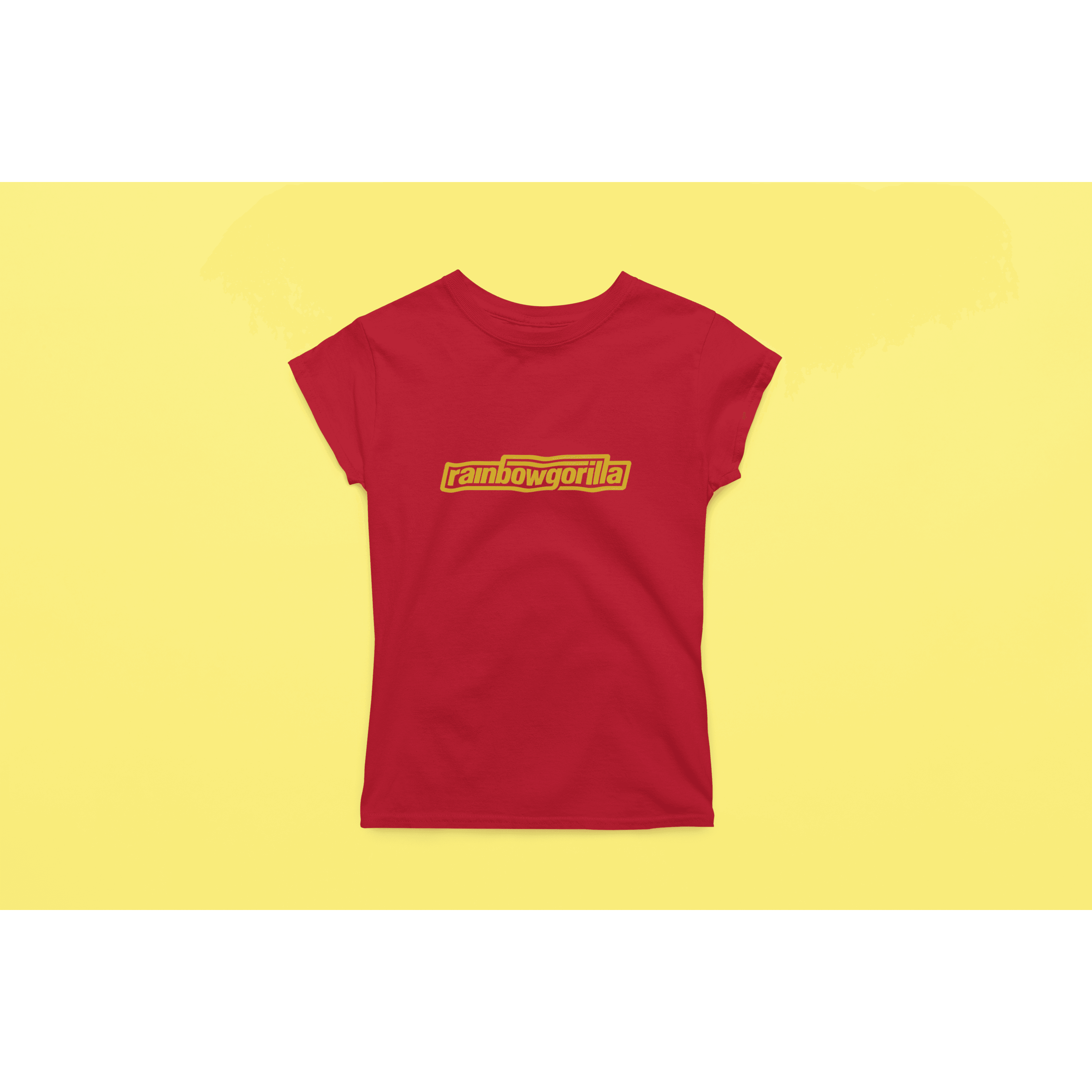 Rainbow Gorilla ´RG Tekst Goud´ Dames T-shirt - Rainbow Gorilla Store