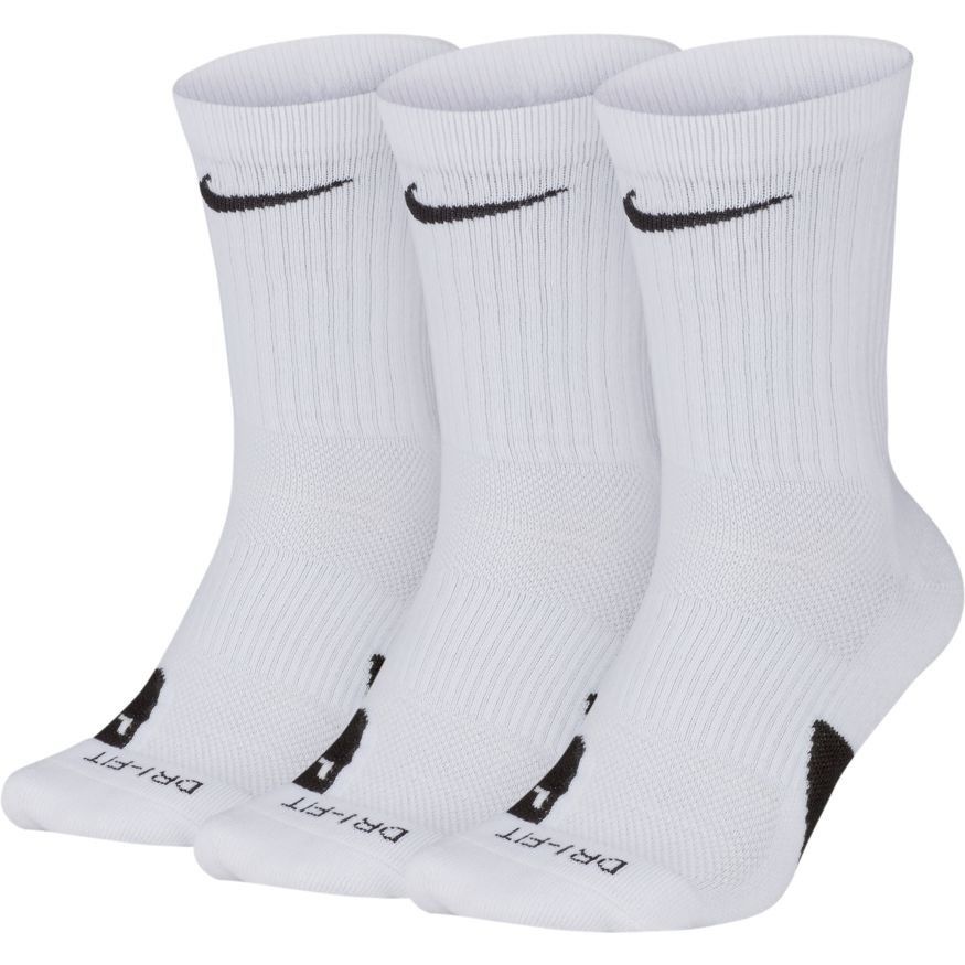 Nike Elite Basketball Crew 3 pack Wit sokken